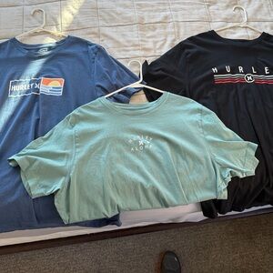 3 Hurley Graphic T-Shirts - Blue, Black, Green.  All 3 for $15